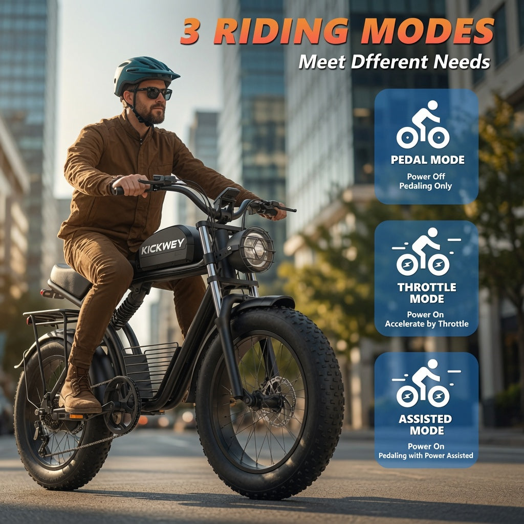 Kickwey K7 Electric bike 1500W Motor 48V 23AH Adult Electric bicycle 20 Inch Fat Tire 32MPH 7-Speed Mountain electric bike