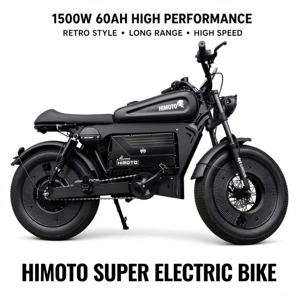 HIMOTO 1500W 60Ah Retro Style Fat Tire 48V Electric Bike – Long Range E-Bike