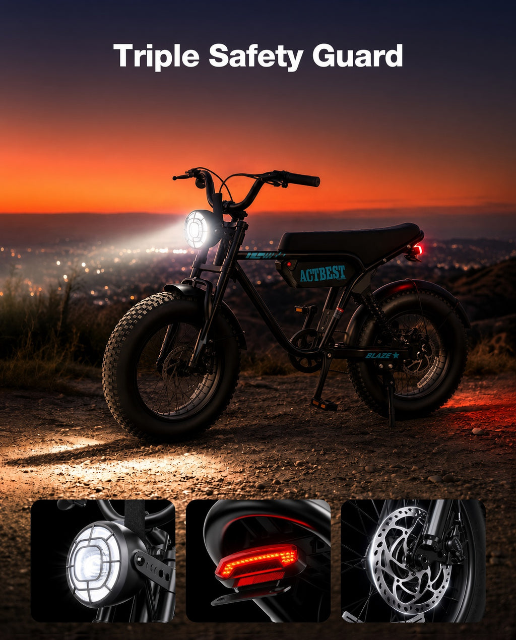 ACTBEST Blaze 1500W Peak Fat Tire Electric Bike – 48V 13Ah, Full Suspension, 25 MPH, Up to 55 Miles