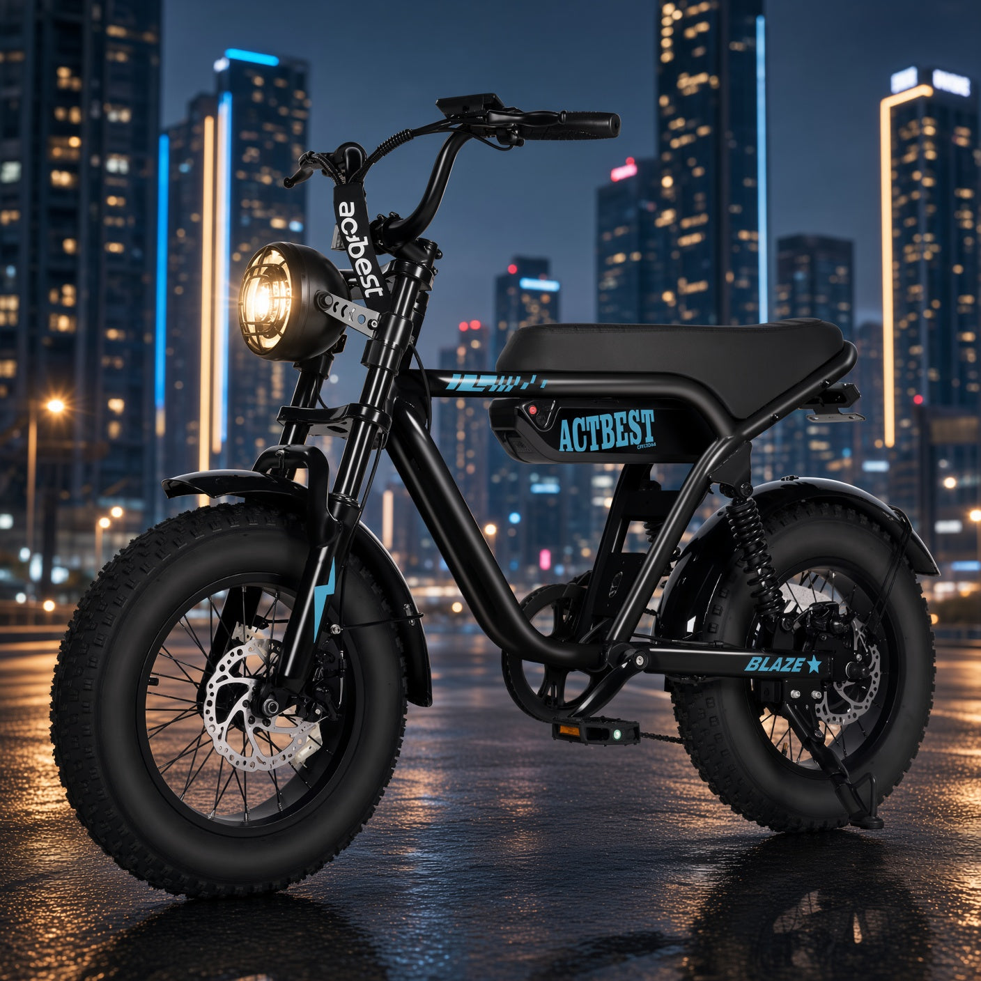 ACTBEST Blaze 1500W Peak Fat Tire Electric Bike – 48V 13Ah, Full Suspension, 25 MPH, Up to 55 Miles
