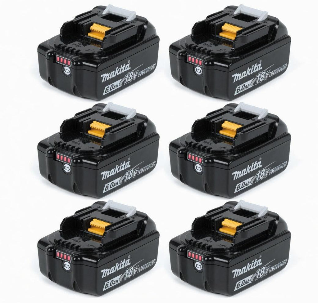 🔥 (6 Pack) Makita 18V LXT BL1860B 6.0Ah Lithium-Ion Battery – OEM High Capacity