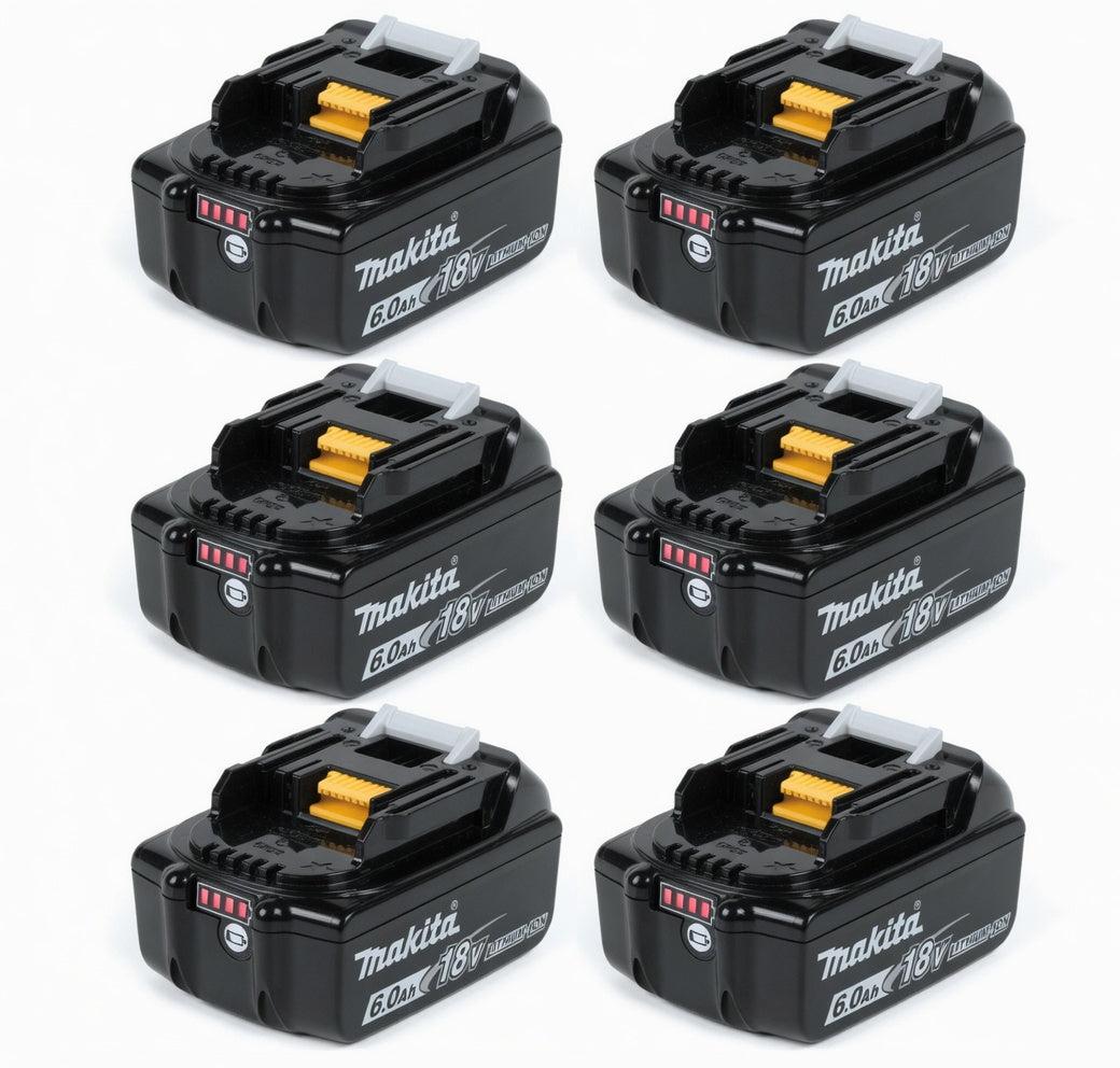 🔥 (6 Pack) Makita 18V LXT BL1860B 6.0Ah Lithium-Ion Battery – OEM High Capacity