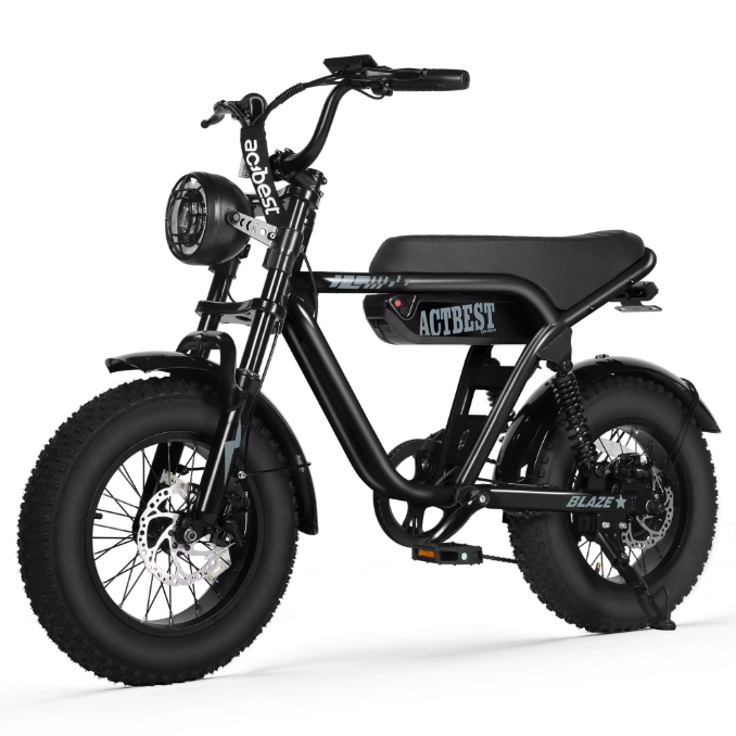 ACTBEST Blaze 1500W Peak Fat Tire Electric Bike – 48V 13Ah, Full Suspension, 25 MPH, Up to 55 Miles