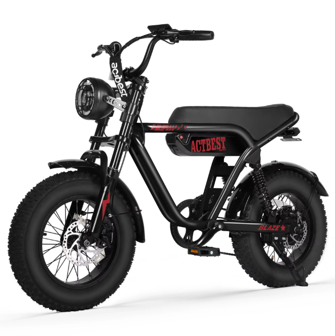 ACTBEST Blaze 1500W Peak Fat Tire Electric Bike – 48V 13Ah, Full Suspension, 25 MPH, Up to 55 Miles