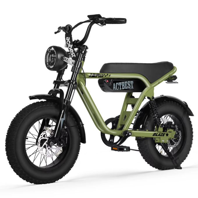 ACTBEST Blaze 1500W Peak Fat Tire Electric Bike – 48V 13Ah, Full Suspension, 25 MPH, Up to 55 Miles