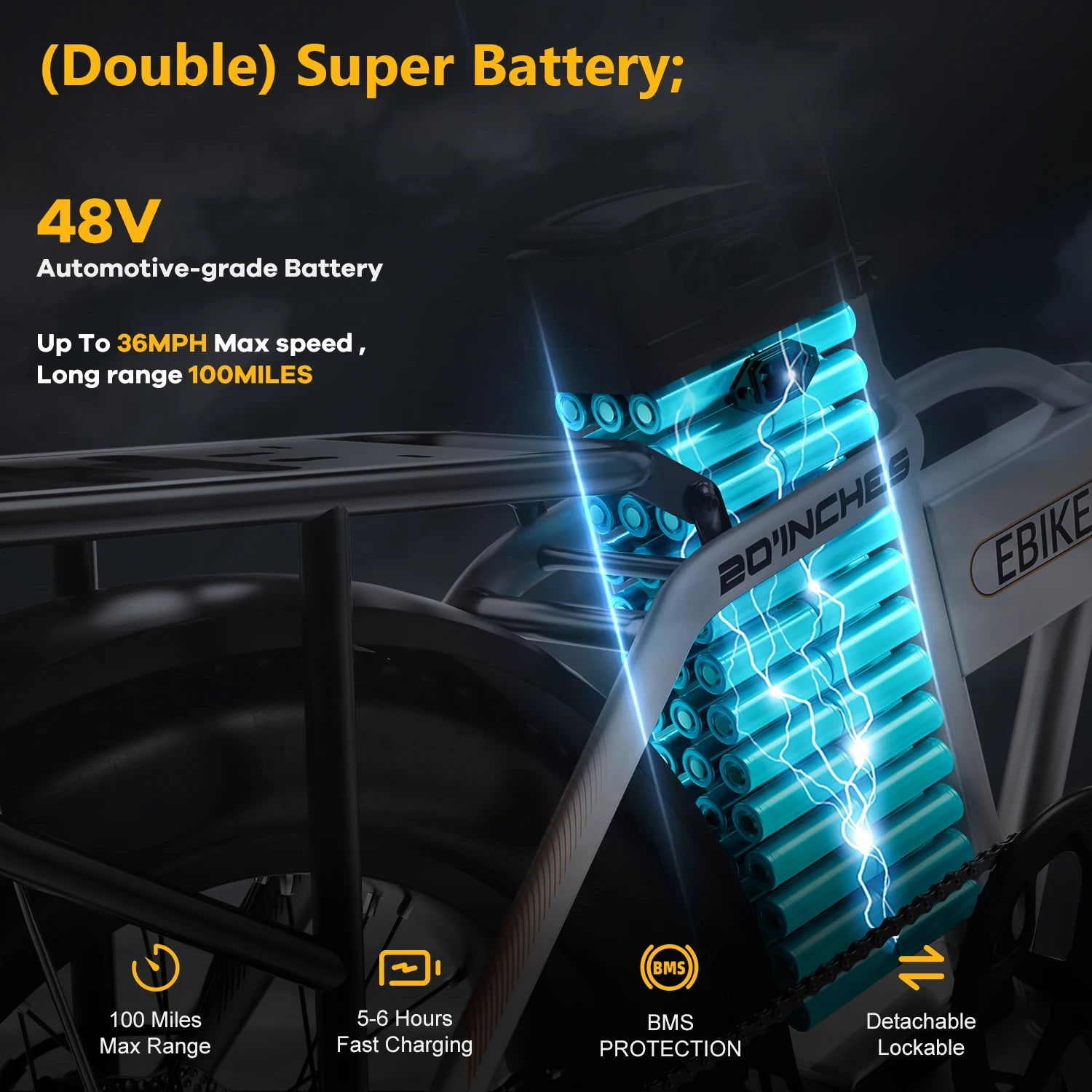 EK5 Foldable Electric Bike | 1000W Peak Motor, 48V 20Ah Battery, 28+ MPH, Up to 80 Miles
