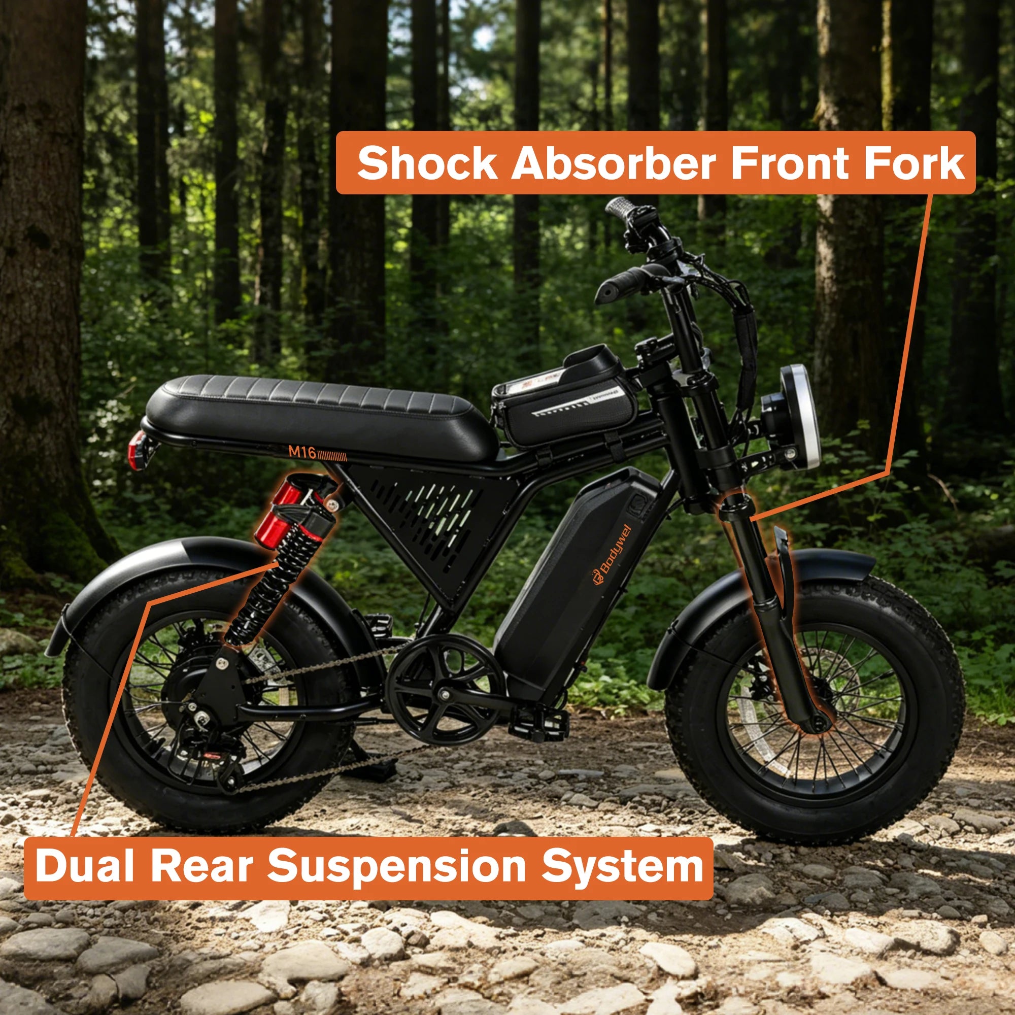 Bodywel M16 Off-Road Electric Bike 1500W | 48V 15.6Ah | 16" Fat Tire E-Bike