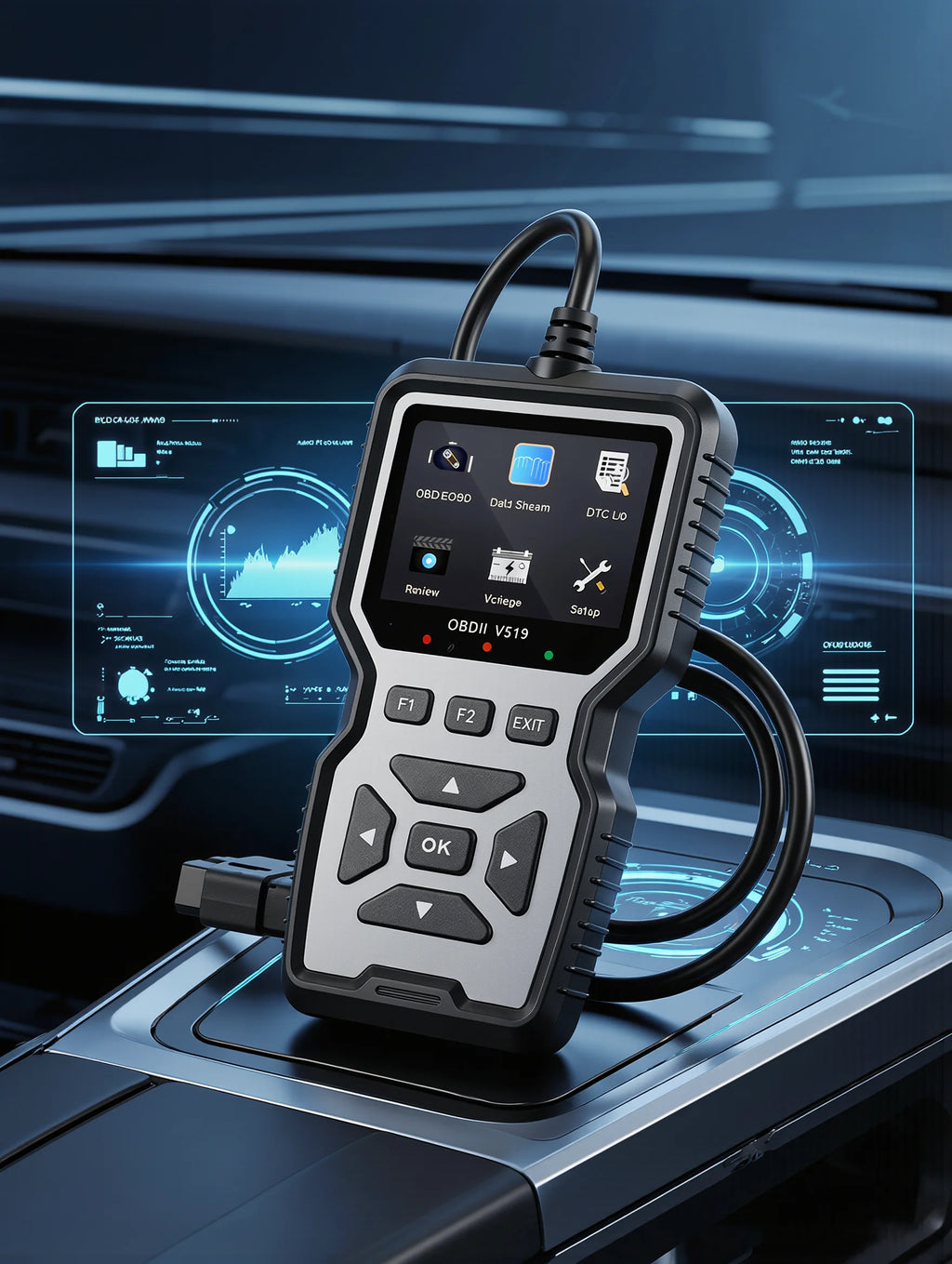 V519 OBD2 Scanner Car Diagnostic Tool – 2.8" Color Screen Check Engine Code Reader for OBD II Vehicles