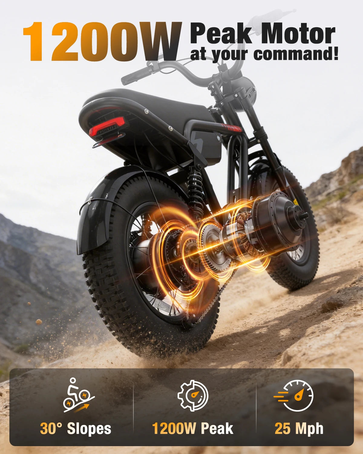 Hopepeak D10 1200W Peak Electric Bike – 16" Fat Tire Full Suspension Off-Road Ebike 🚵⚡