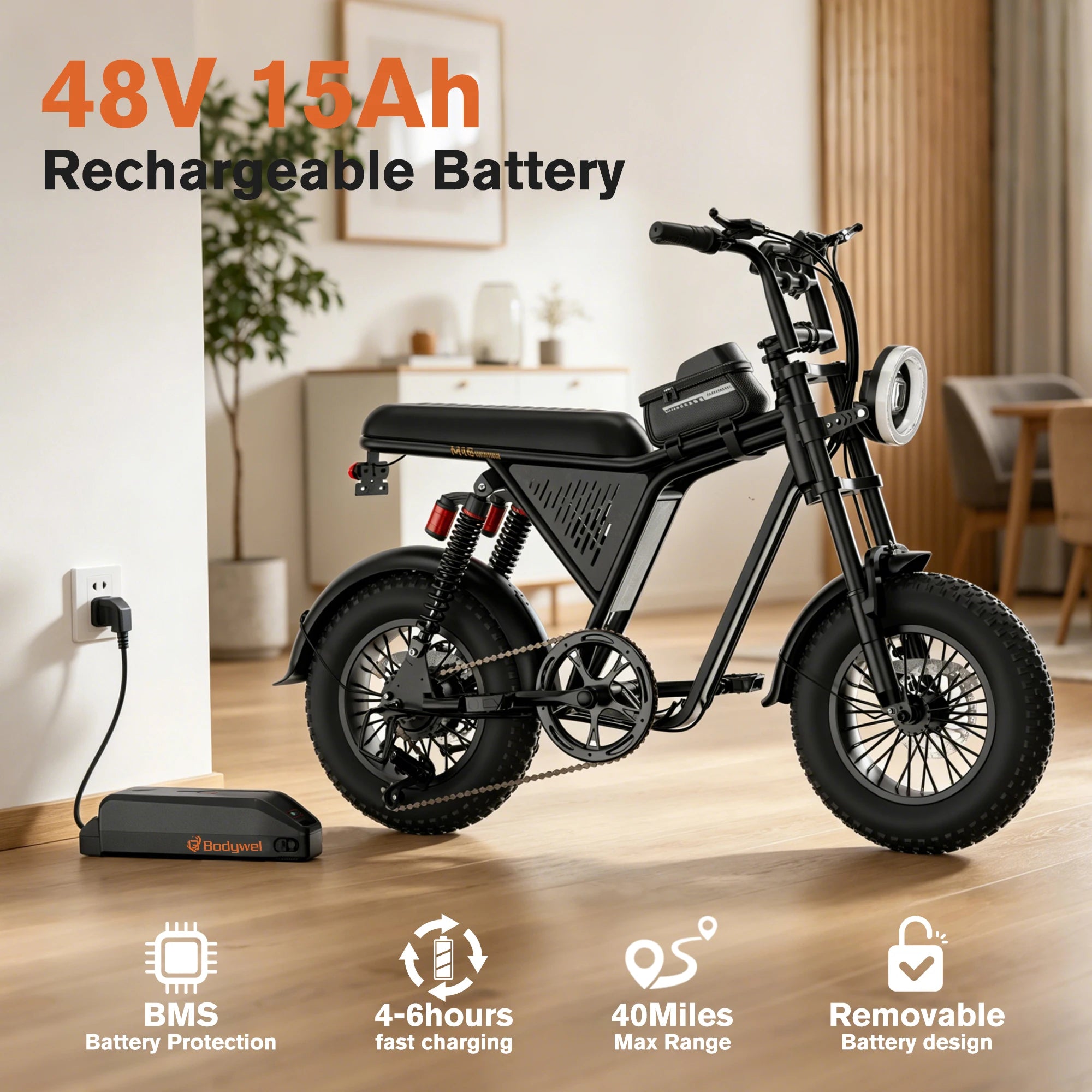 Bodywel M16 Off-Road Electric Bike 1500W | 48V 15.6Ah | 16" Fat Tire E-Bike