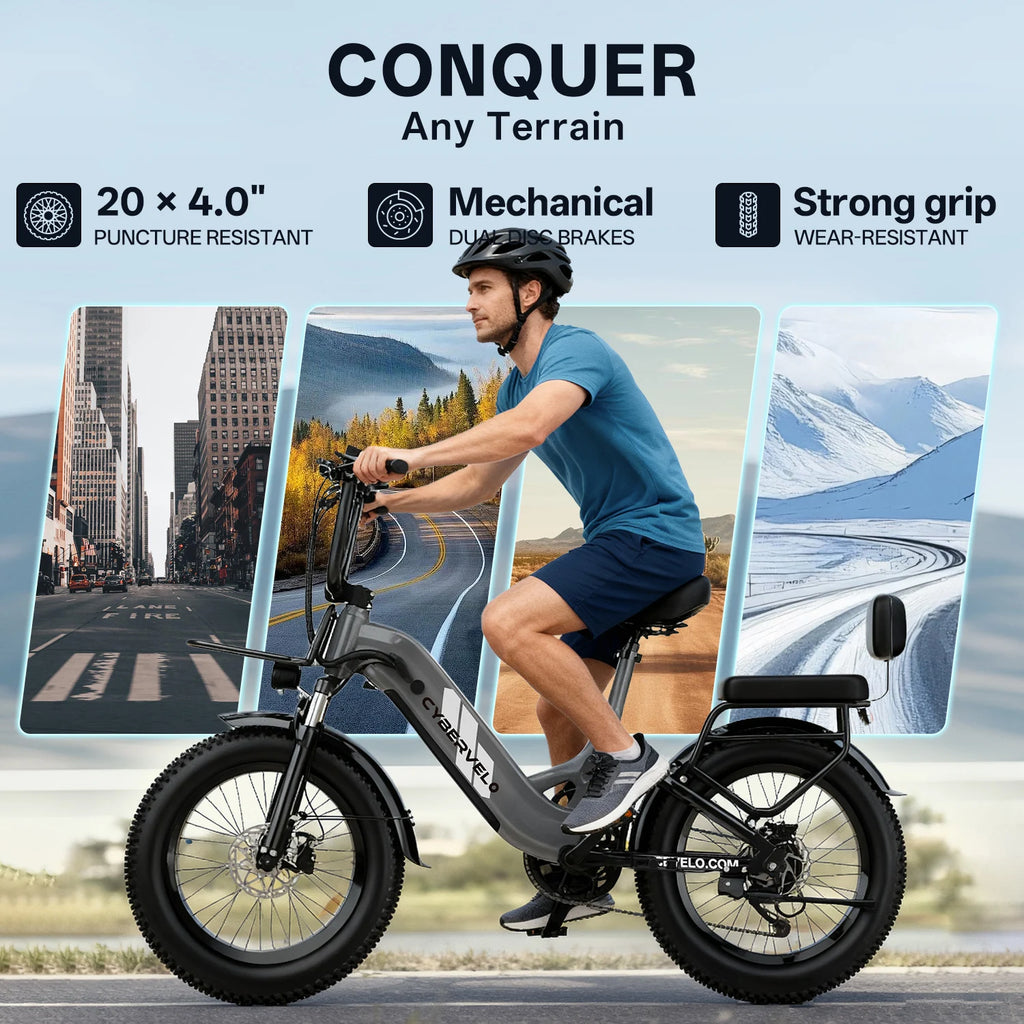 EK12 Electric Bike for Adults 1500W Peak, 48V 20Ah Battery, Up to 80 Miles Range, 20" Step-Thru Commuter E-Bike
