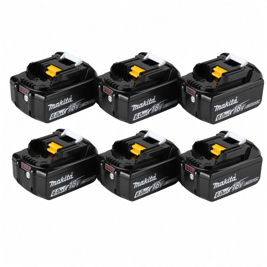 🔥 (6 Pack) Makita 18V LXT BL1860B 6.0Ah Lithium-Ion Battery – OEM High Capacity